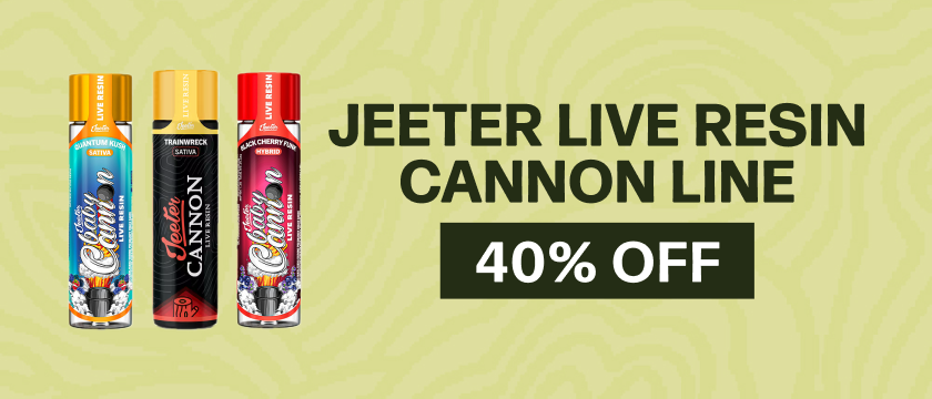 40% Off Jeeter Live Resin Cannon Line (1.3g Singles/1.5g 3pk
