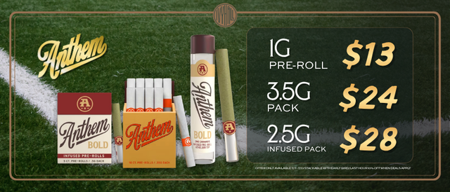 Cannabis Promo, Cannabis Sales, Cannabis Discounts, Cannabis on Sale, Anthem Pre-Roll Sale!