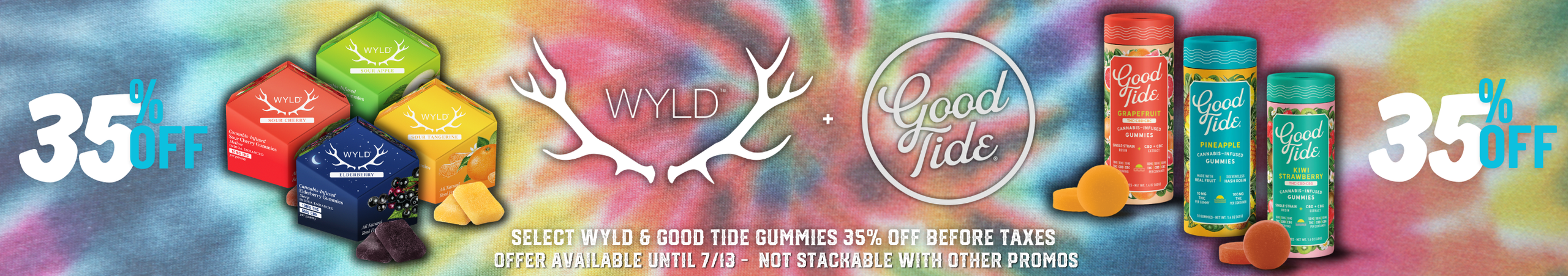 Cannabis Promo, Cannabis Sales, Cannabis Discounts, Cannabis on Sale, Wyld and Good Tide 35% Off!