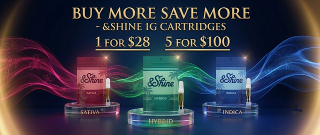 Cannabis Promo, Cannabis Sales, Cannabis Discounts, Cannabis on Sale, Buy More Save More - &Shine 1g Cartridges