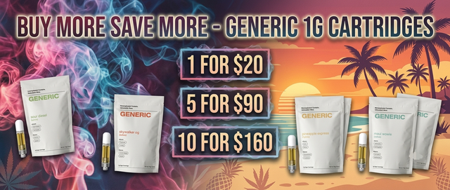 Cannabis Promo, Cannabis Sales, Cannabis Discounts, Cannabis on Sale, Buy More Save More - Generic 1g Cartridges