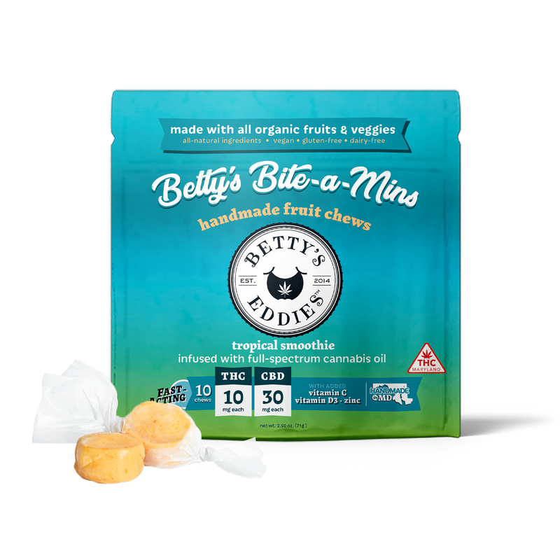 Betty's Eddies Tropical Smoothie Taffy Edible, 100mg