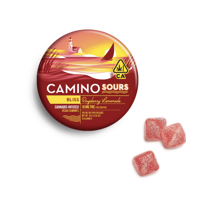 Camino Sours Raspberry Lemonade Gummy Candy Edible, 100mg, 10pk