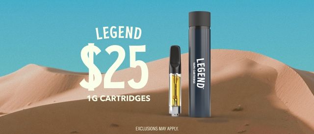 Cannabis Promo, Cannabis Sales, Cannabis Discounts, Cannabis on Sale, $25 Legend 1G Cartridges
