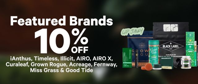 Cannabis Promo, Cannabis Sales, Cannabis Discounts, Cannabis on Sale, 10% Off Featured Brands