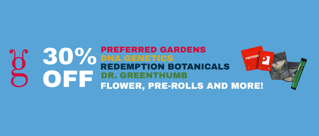 Cannabis Promo, Cannabis Sales, Cannabis Discounts, Cannabis on Sale, 30% Off Redemption Botanicals, Dr. Greenthumb, & more!