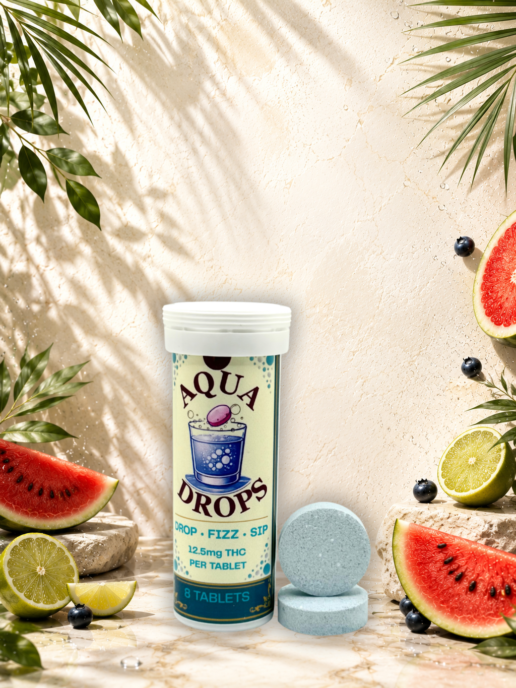 Aqua Drops Yuzu Berry Drink Mix Beverage Edible, 50mg, 2pk