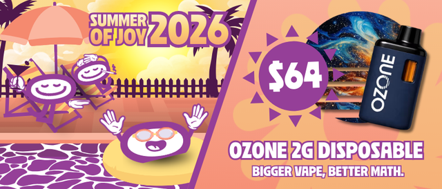 Cannabis Promo, Cannabis Sales, Cannabis Discounts, Cannabis on Sale, $64 Ozone 2G Disposable