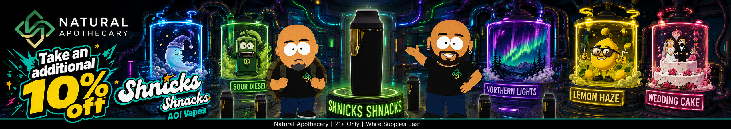 Cannabis Promo, Cannabis Sales, Cannabis Discounts, Cannabis on Sale, Additional 10% off Shnick Shnacks AIO!