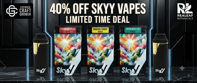 Cannabis Promo, Cannabis Sales, Cannabis Discounts, Cannabis on Sale, 40% Off Skyy Vapes
