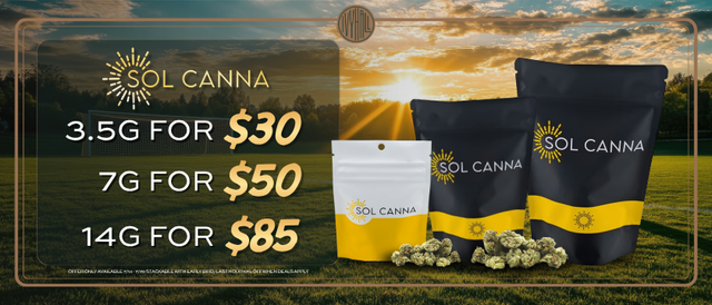 Cannabis Promo, Cannabis Sales, Cannabis Discounts, Cannabis on Sale, Sol Canna Flower Sale 3.5g - 14g