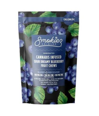 Smokiez Dreamy Sour Blueberry Trifecta CBG:CBN:THC Gummies 100mg
