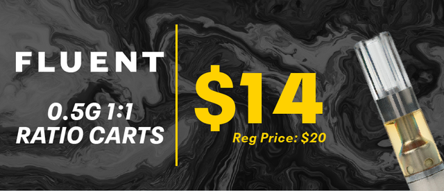 Cannabis Promo, Cannabis Sales, Cannabis Discounts, Cannabis on Sale, 30% Off | FLUENT Ratio .5g Carts