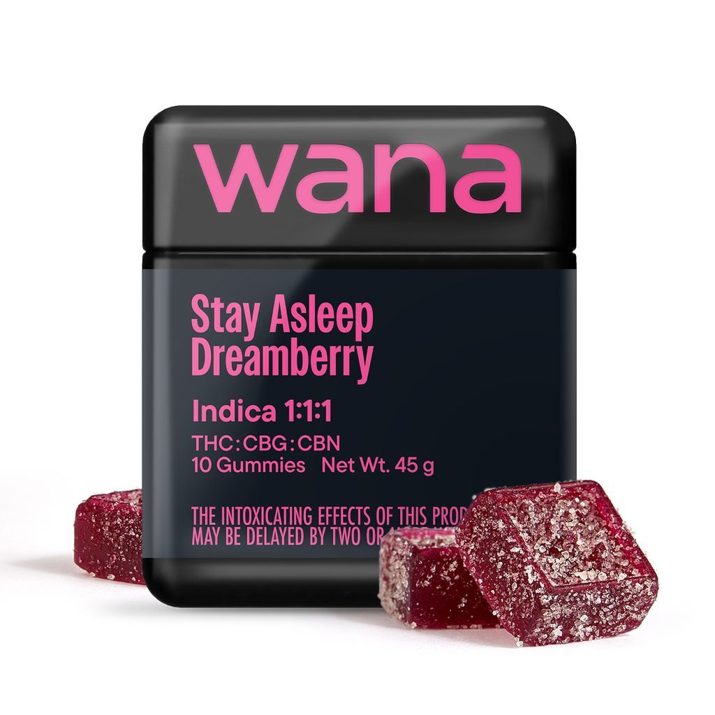 Wana Stay Asleep Dreamberry 1:1:1 THC:CBG:CBN Gummy Candy Edible, 100mg, 10pk