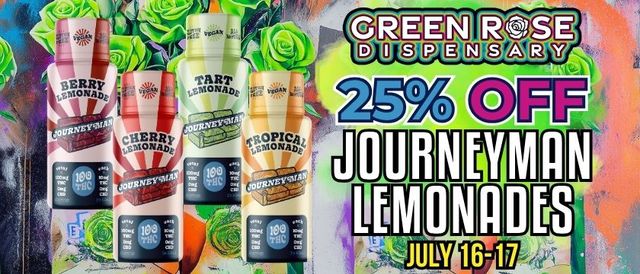 Cannabis Promo, Cannabis Sales, Cannabis Discounts, Cannabis on Sale, 25% Off Journeyman Lemonades!