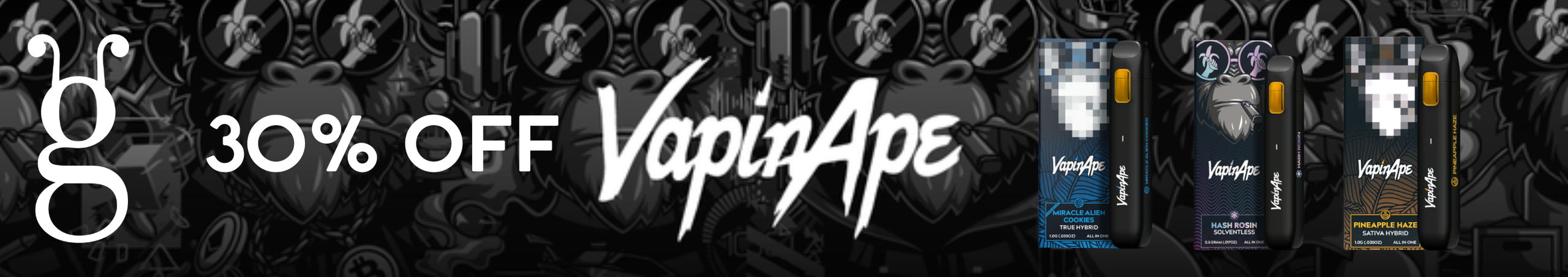 Cannabis Promo, Cannabis Sales, Cannabis Discounts, Cannabis on Sale, 30% Off Vapin' Ape