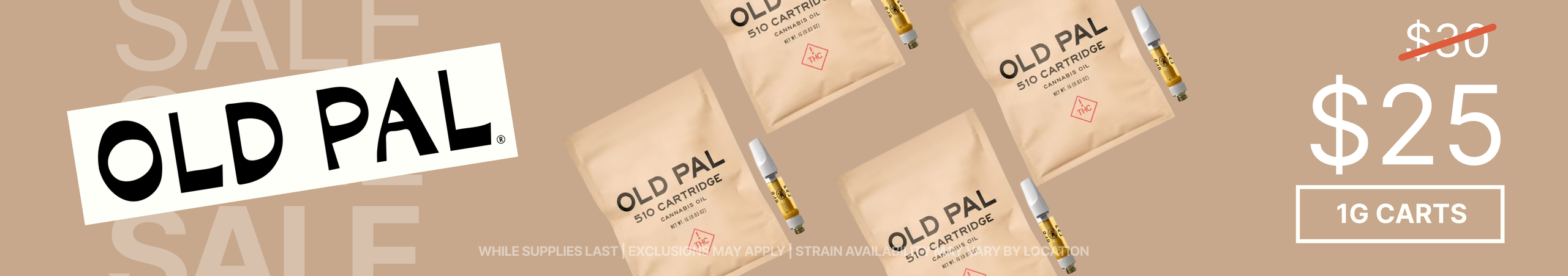Cannabis Promo, Cannabis Sales, Cannabis Discounts, Cannabis on Sale, Old Pal 1G Carts $25 - TODAY ONLY!