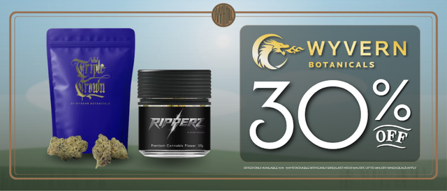 Cannabis Promo, Cannabis Sales, Cannabis Discounts, Cannabis on Sale, Wyvern Botanicals 30% Off!