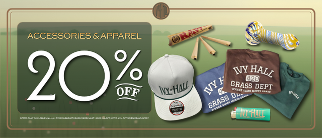 Cannabis Promo, Cannabis Sales, Cannabis Discounts, Cannabis on Sale, Accessories and Apparel 20% Off!