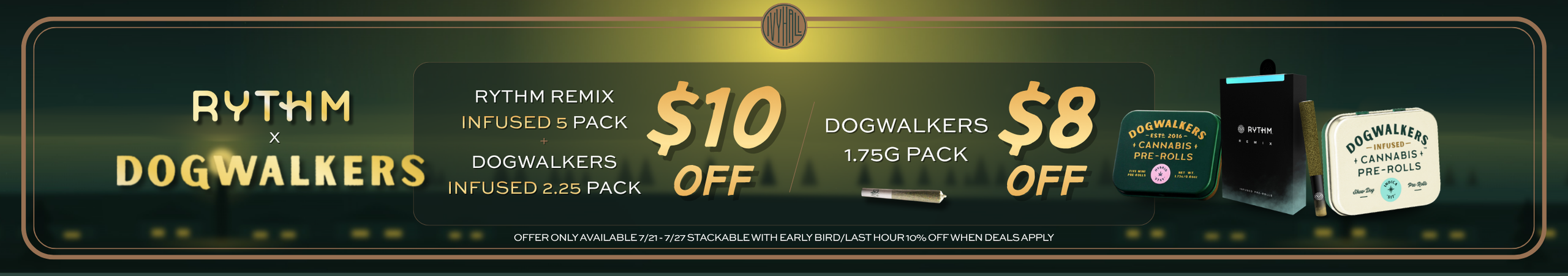 Cannabis Promo, Cannabis Sales, Cannabis Discounts, Cannabis on Sale, Dogwalker and Rythm Remix Pre-Roll Pack Sale!