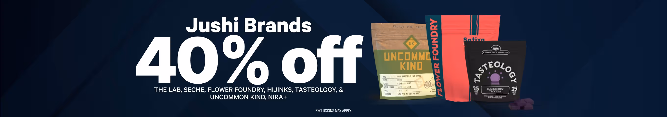 Cannabis Promo, Cannabis Sales, Cannabis Discounts, Cannabis on Sale, 40% Off Jushi Brands