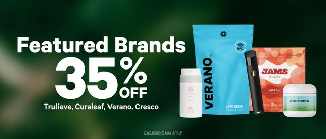 Cannabis Promo, Cannabis Sales, Cannabis Discounts, Cannabis on Sale, 35% Off Featured Brands