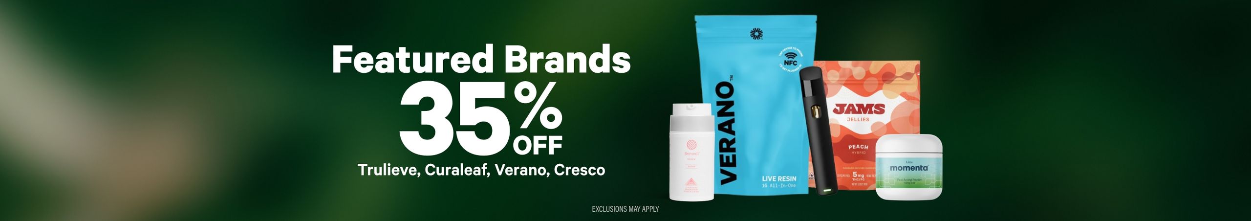 Cannabis Promo, Cannabis Sales, Cannabis Discounts, Cannabis on Sale, 35% Off Featured Brands