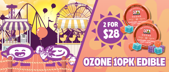 Cannabis Promo, Cannabis Sales, Cannabis Discounts, Cannabis on Sale, 2 for $28 Ozone 10 Pack Edibles