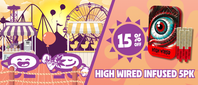 Cannabis Promo, Cannabis Sales, Cannabis Discounts, Cannabis on Sale, 15% Off High Wired 5 Pack Infused Pre-Rolls