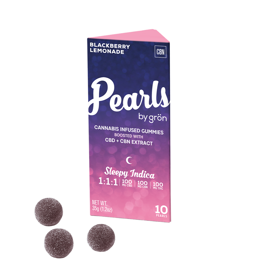 Gron Pearls Blackberry Lemonade 1:1:1 CBD/CBN/THC Gummy Candy Edible, 100mg, 10pk