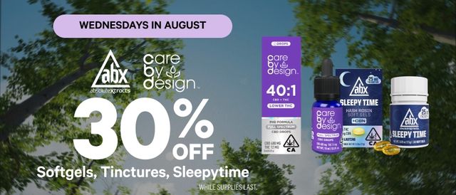 Cannabis Promo, Cannabis Sales, Cannabis Discounts, Cannabis on Sale, WELLNESS WEDNESDAYS: 30% Off Select ABX & CarebyDesign Products