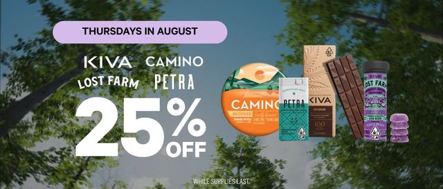 Cannabis Promo, Cannabis Sales, Cannabis Discounts, Cannabis on Sale, THURSDAYS: 25% Off Kiva Brands