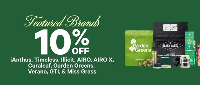 Cannabis Promo, Cannabis Sales, Cannabis Discounts, Cannabis on Sale, 10% Off Featured Brands