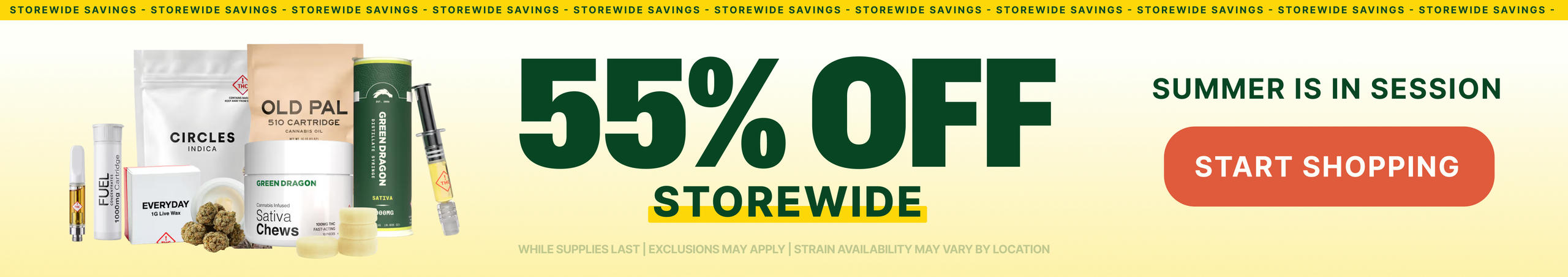 Cannabis Promo, Cannabis Sales, Cannabis Discounts, Cannabis on Sale, 55% OFF STOREWIDE!