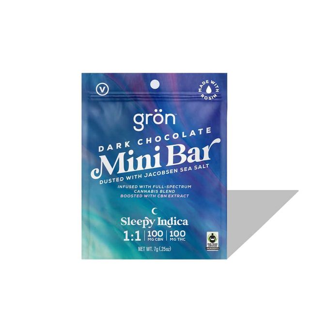 Dark Chocolate Mini Bar 1:1 (THC:CBN) Grön