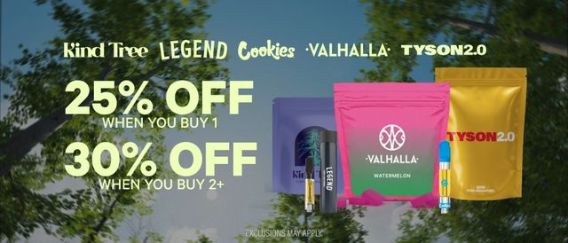 Cannabis Promo, Cannabis Sales, Cannabis Discounts, Cannabis on Sale, 25% Off 1 Item, 30% Off 2+ Items