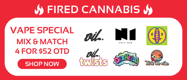 Cannabis Promo, Cannabis Sales, Cannabis Discounts, Cannabis on Sale, 4 for $52 1G Vapes