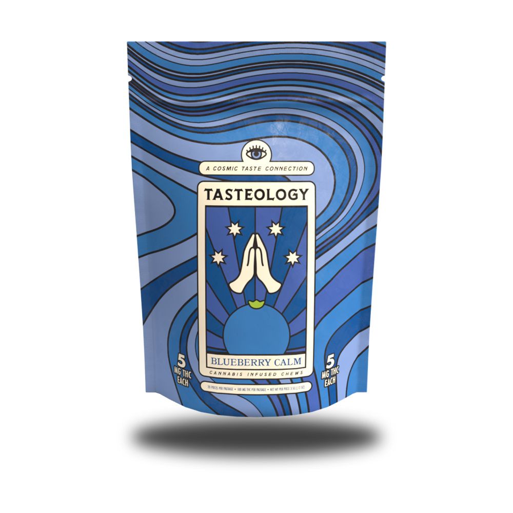 Tasteology Chews Blueberry Calm Fruit Chews Candy Edible, 100mg, 20pk