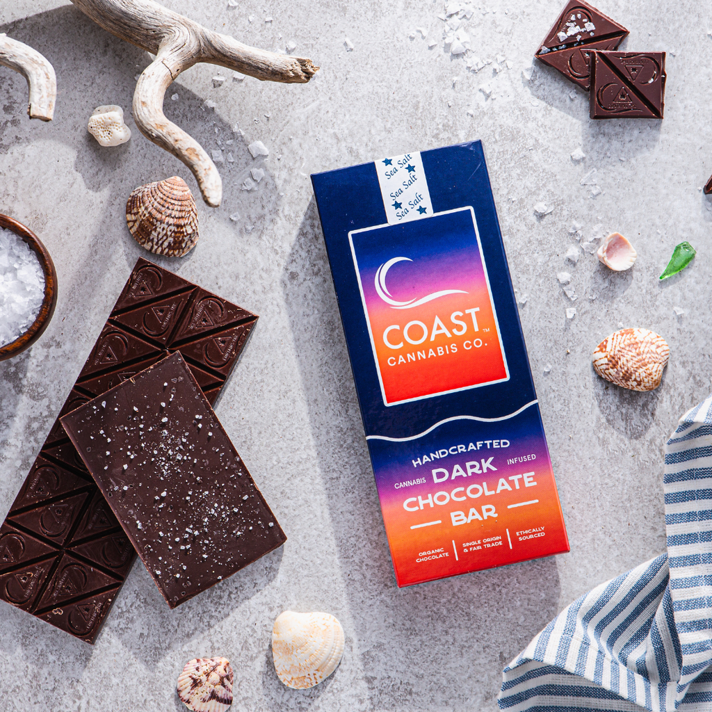 Coast Cannabis Co. Dark Chocolate Sea Salt Bar Chocolate Candy Edible, 100mg, 20pk