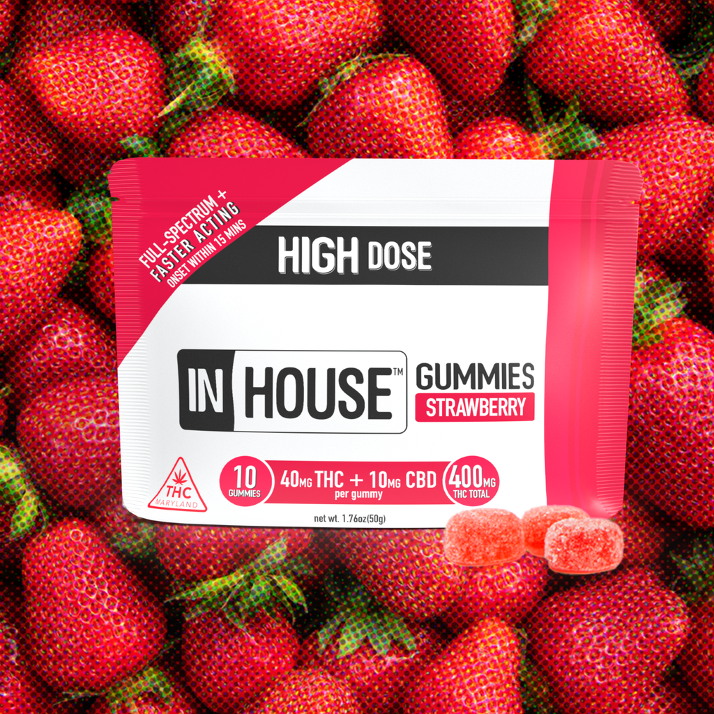 In House Strawberry Gummies Candy Edible, 500mg, 10pk