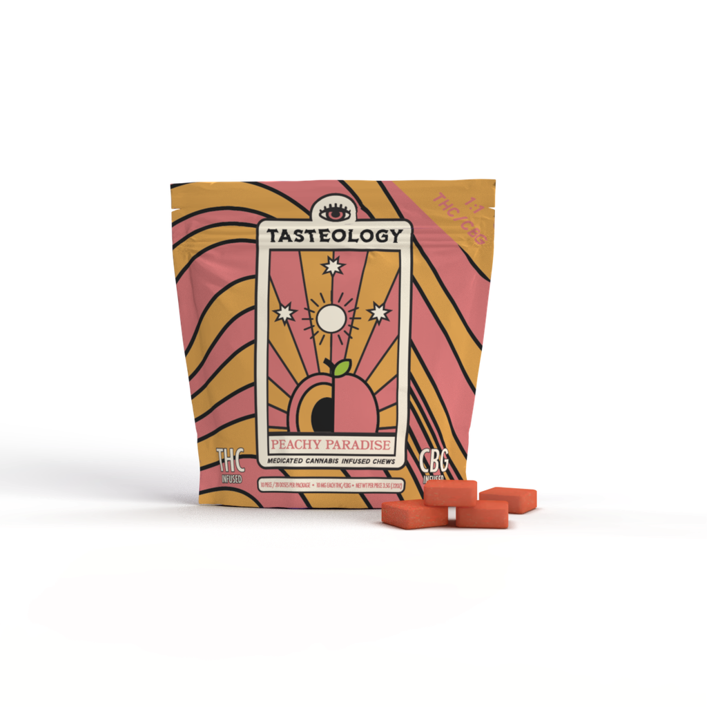 Tasteology Chews Peachy Paradise Fruit Chews Candy Edible, 100mg, 20pk