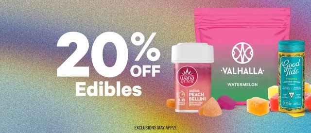 Cannabis Promo, Cannabis Sales, Cannabis Discounts, Cannabis on Sale, SATURDAYS: 20% Off Edibles