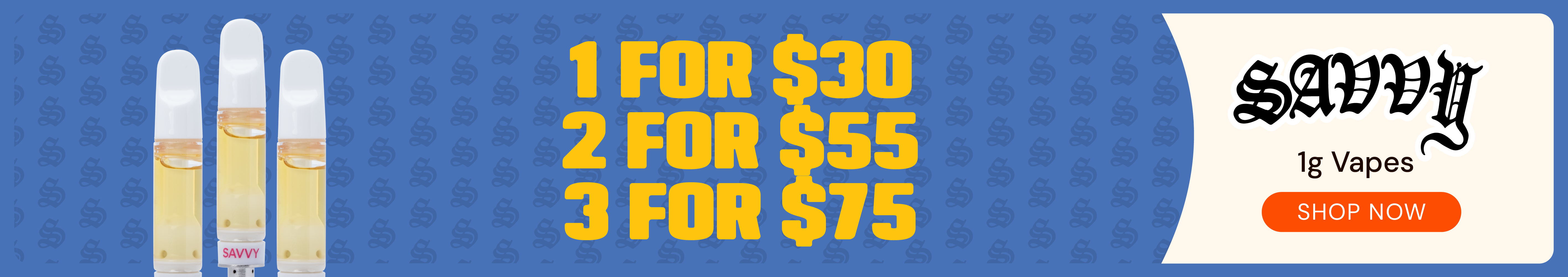 Savvy 1g Vapes: 1-for-$30, 2-for-$55, or 3-for-$75