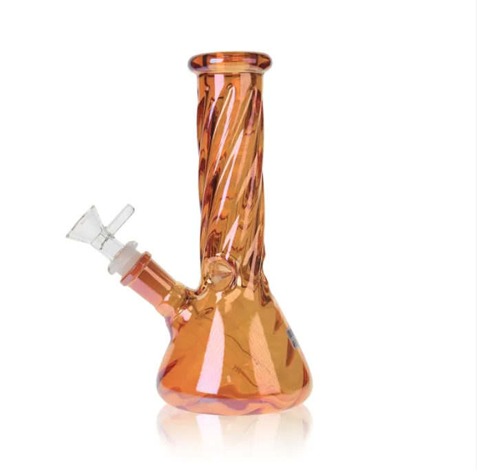 8" Swirl Electroplated Glass Bong