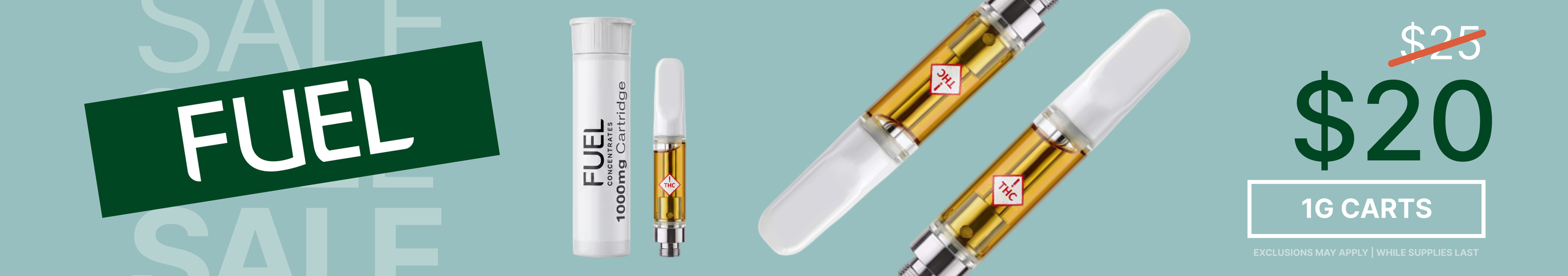 Cannabis Promo, Cannabis Sales, Cannabis Discounts, Cannabis on Sale, Fuel 1G Carts $20 - TODAY ONLY!