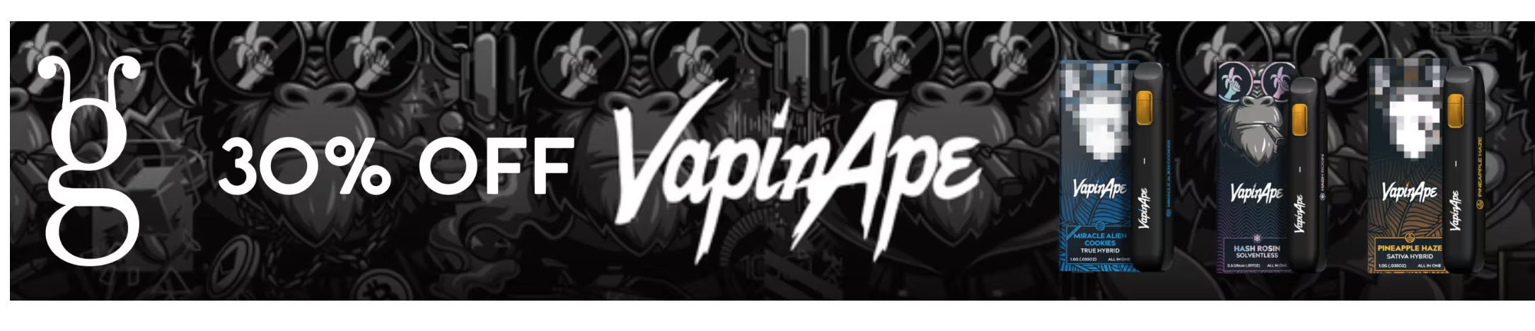 Cannabis Promo, Cannabis Sales, Cannabis Discounts, Cannabis on Sale, 30% Off Vapin' Ape