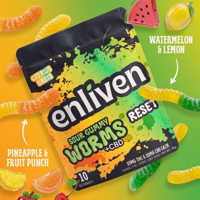 Reset - Sour Gummy Worms THC:CBD Enliven