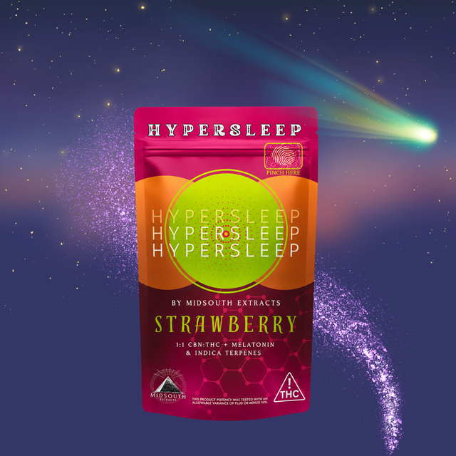 Gummies | Hyper Sleep | Strawberry | 1:1 THC:CBN Mid South Extracts Gummies | Hyper Sleep | Strawberry | 1:1 THC:CBN Mid South Extracts