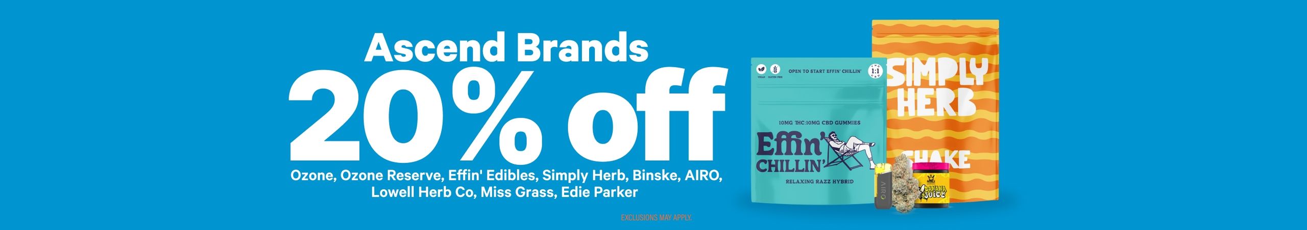 Cannabis Promo, Cannabis Sales, Cannabis Discounts, Cannabis on Sale, 20% Off Ascend Brands