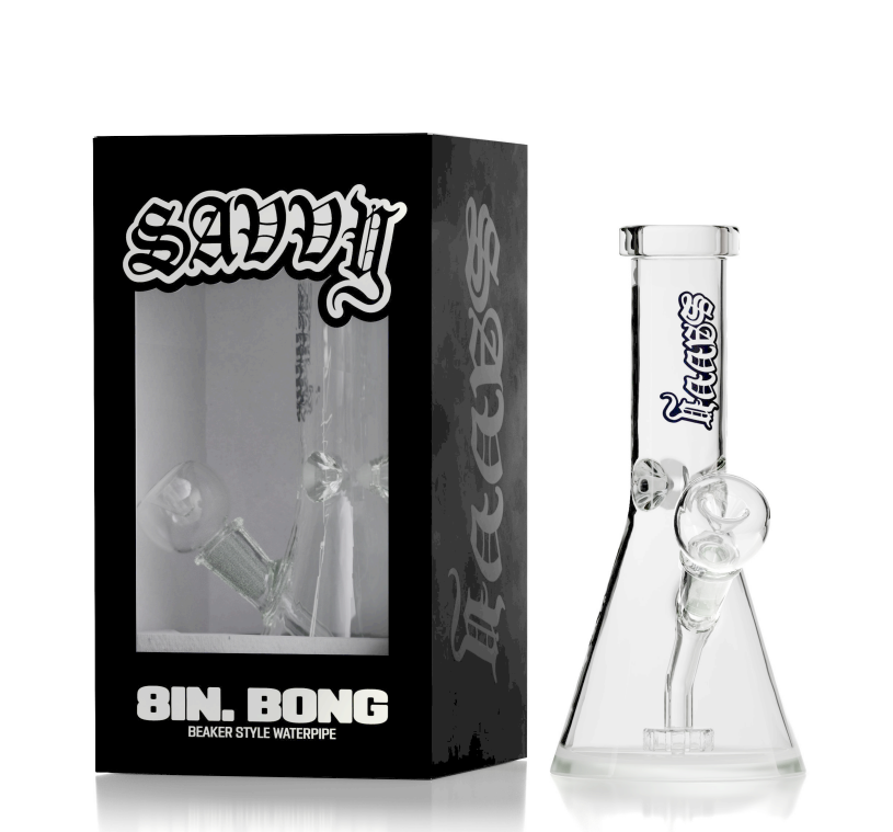 Savvy 8" Beaker Bottom Water Pipe Pipes, Glass